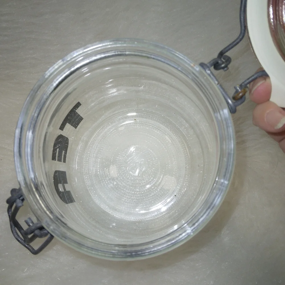 Vintage  TEA 3/4 L Glass Wire Bale Kitchen Storage Jar